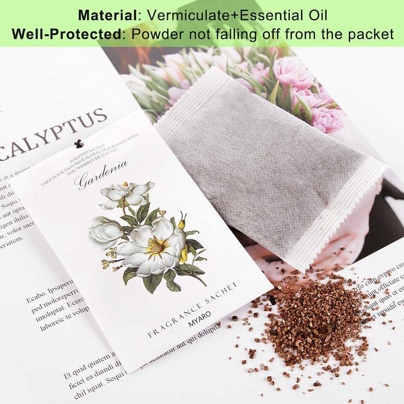 MYARO Scented Sachet House Air Freshener - 12 Pack Long Lasting Gardenia Fragrance Deodorizer for Home Closet Drawer Car - Image 2